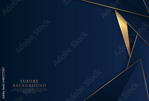 Abstract polygonal pattern luxury golden line with dark navy blue template background. Luxury and elegant. Style poster, cover, artwork, banner. Vector illustration
