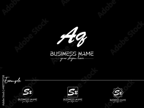 Signature AQ Logo Image, Premium Luxury Aq qa Logo Letter Vector Icon Design with black and white logo and background