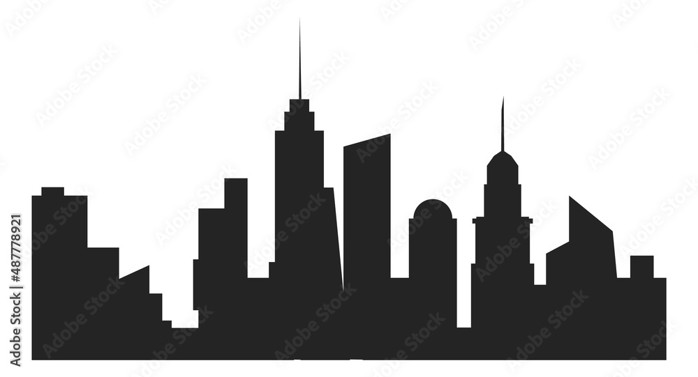 City skyline. Black buildings silhouette. Urban landscape