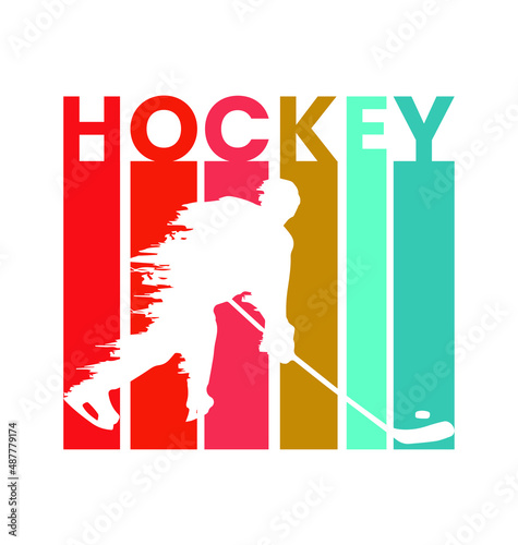 Hockey text t shirt design, vector Illustration. Design template for t shirt lettering, typography, print, poster, banner, gift card, label sticker, flyer, mug.