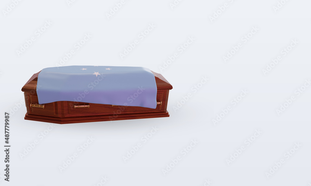 3d coffin Micronesia flag rendering left view 3d coffin Micronesia flag rendering left view