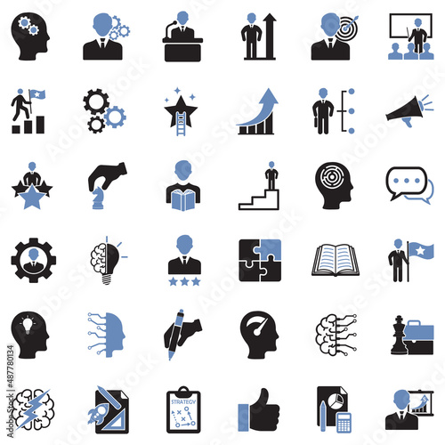 Skill Icons. Two Tone Flat Design. Vector Illustration.