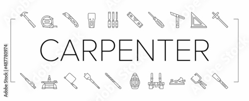 Carpenter Tool And Accessory Icons Set Vector .