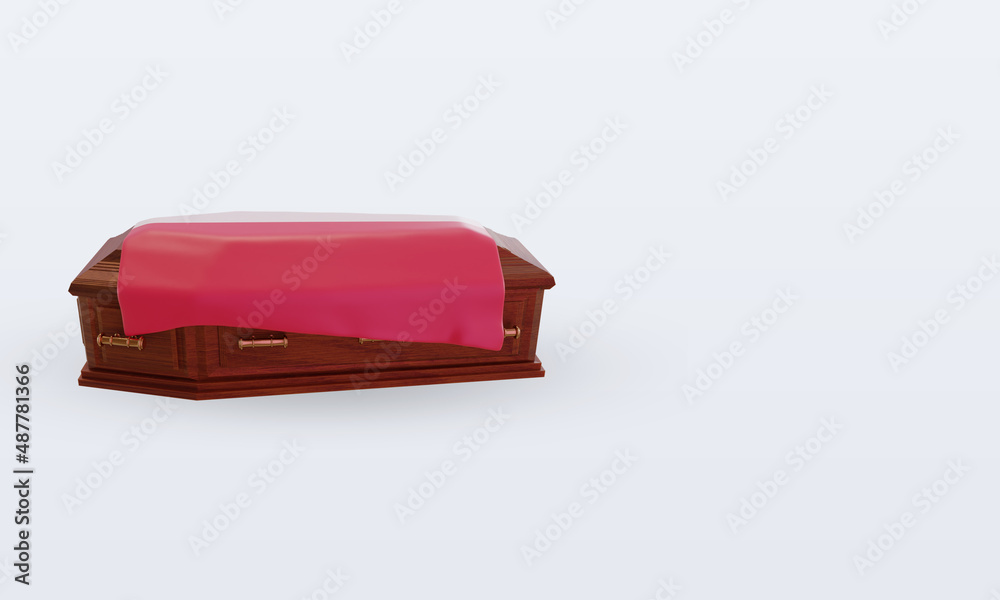 3d coffin Poland flag rendering left view 3d coffin Poland flag rendering left view