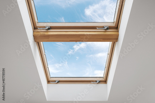 Photos Energy efficient attic window in wooden frame