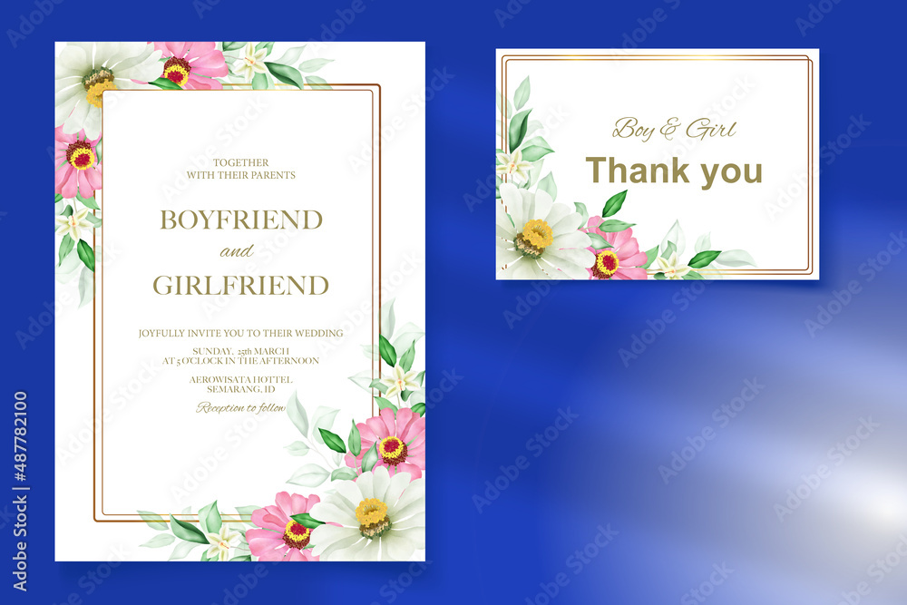 Fototapeta premium Elegant floral template wedding card