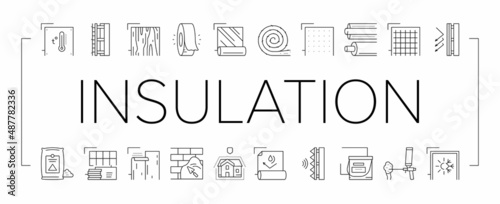 Insulation Building Collection Icons Set Vector .