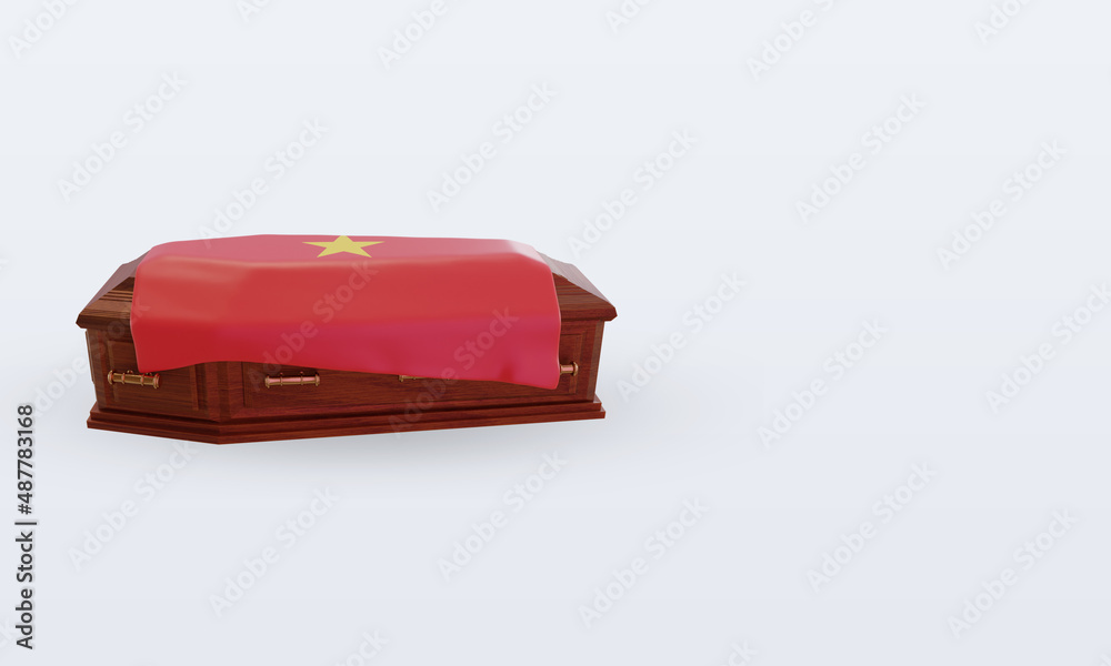 3d coffin Vietnam flag rendering left view 3d coffin Vietnam flag rendering left view
