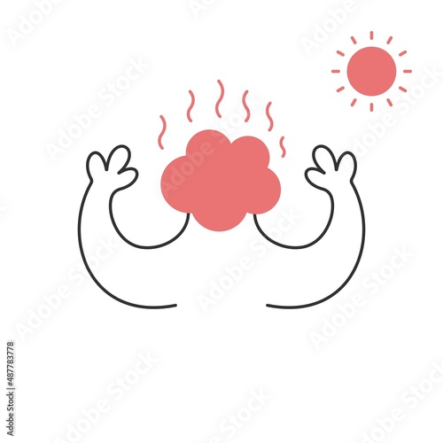 Hot weather and summer day, unique illustration and cute icons. Vector line illustration.