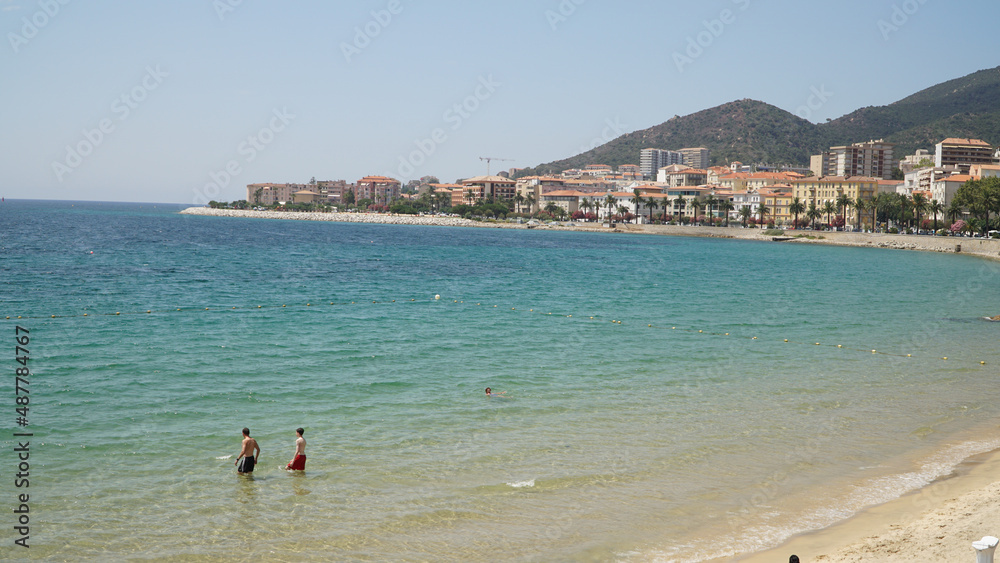 Coastal sea and beach landsapes in Ajaccio, Parata and Capo di Feno of Corsica Island, France.