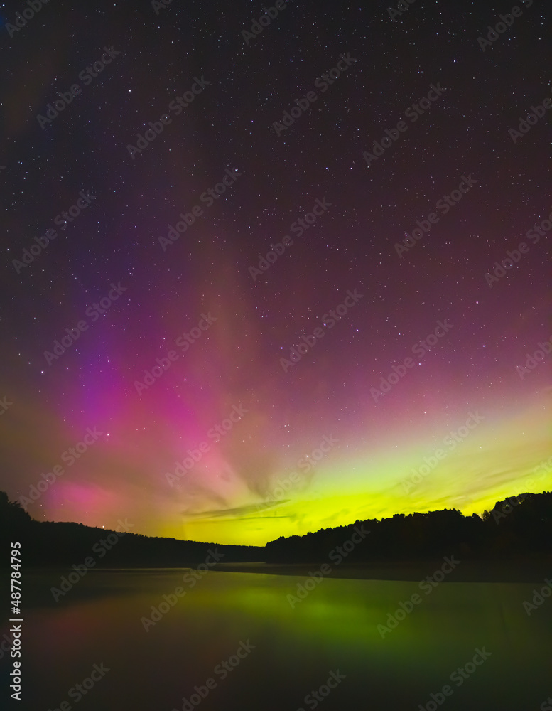 Night sky aesthetics, night sky stars with Aurora borealis in the background, beautiful night view at a roadtrip Night sky aesthetics, night sky stars with Aurora borealis in the background, beautiful night view at a roadtrip