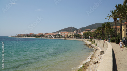 Coastal sea and beach landsapes in Ajaccio  Parata and Capo di Feno of Corsica Island  France.