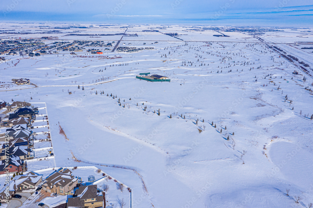 Aerial view of Warman, Saskatchewan on the Canadian Prairies