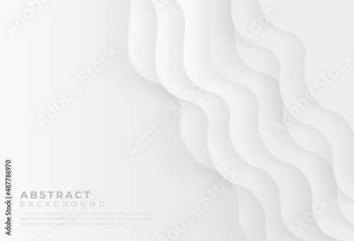 Abstract white and grey luxury background with wavy layers and shadows. You can use for cover brochure template, poster, banner. Vector illustration