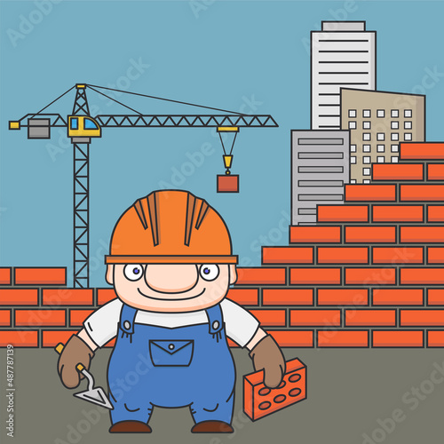 Cheerful bricklayer