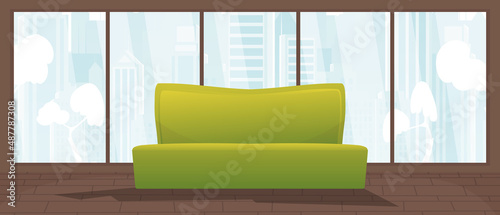 Room With a large panoramic window for your scenes. Vector illustration in a flat style.