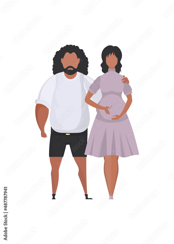 The man and the pregnant woman are depicted in full growth. isolated. Happy pregnancy concept. Vector illustration in a flat style.