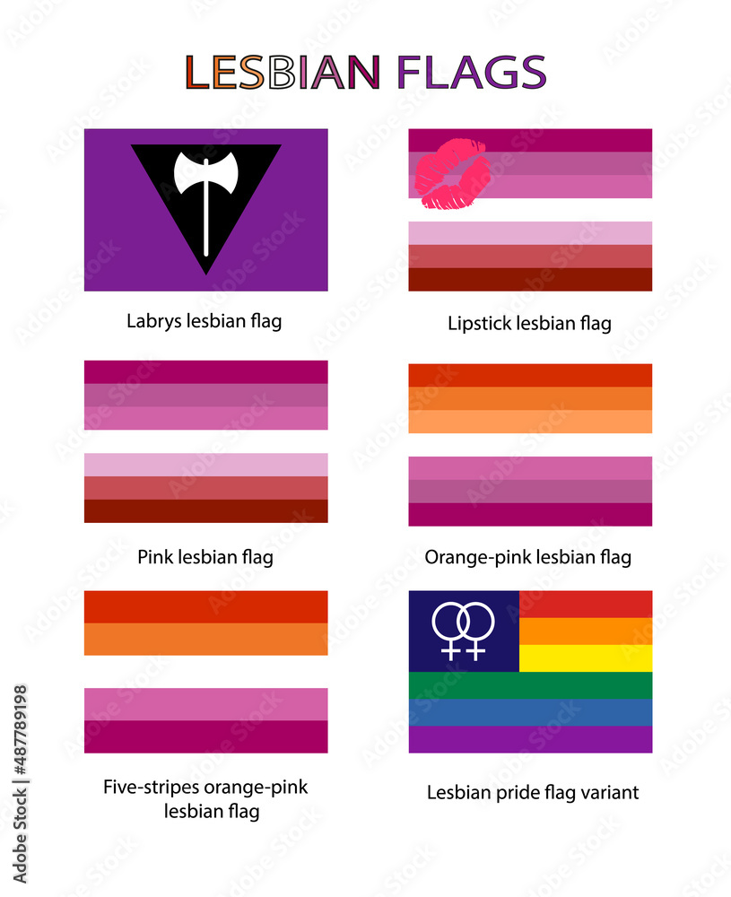 Vettoriale Stock Different Lesbian Flags Used In Gay Pride Celebrations Evolution Of The