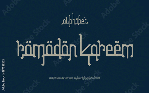Elegant and luxury font with decorative background for Ramadan Premium Vector