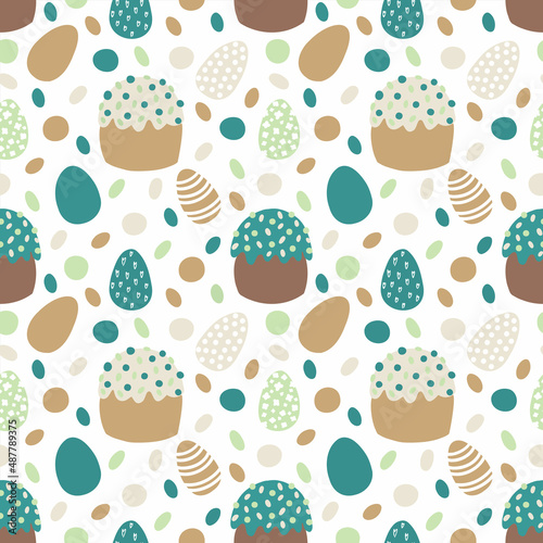 Vector, seamless pattern with Easter decoration, hand drawn, white background