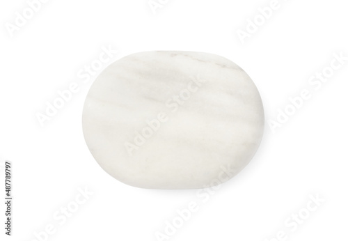 One marble stone isolated on white, top view