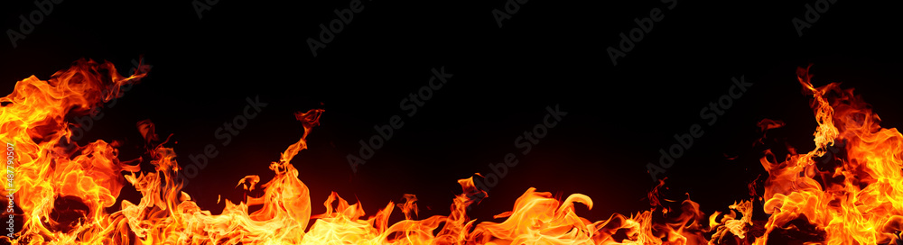 Fire Flames Glow on Black Background	

