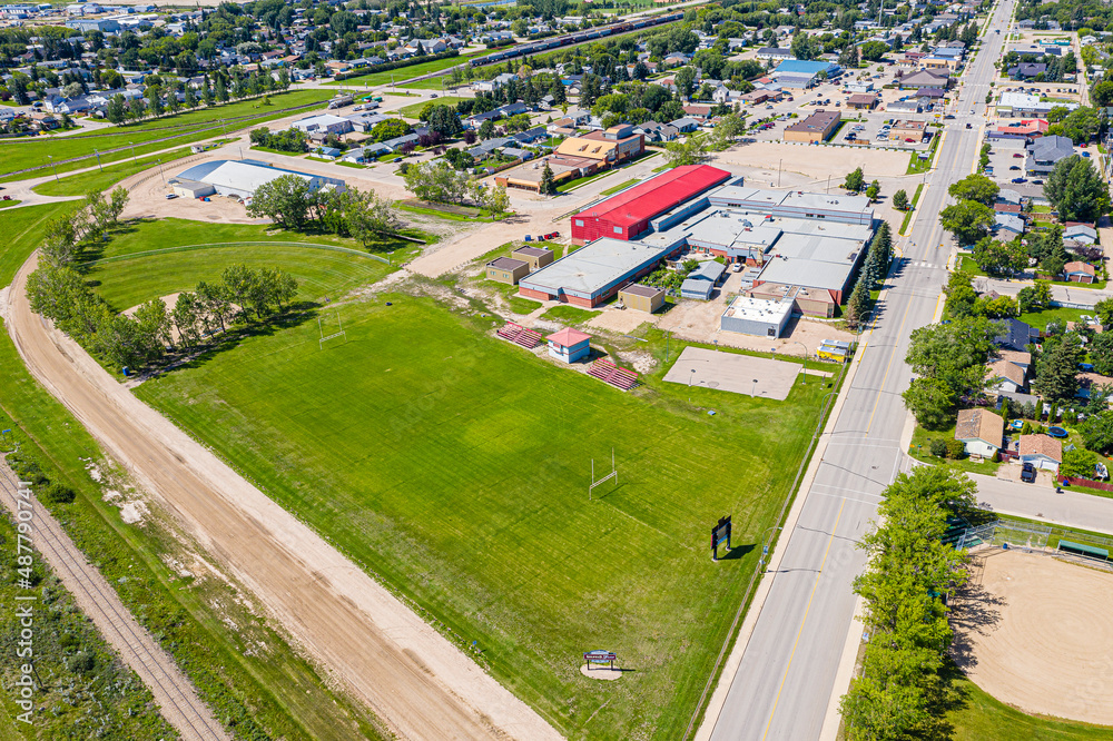 Aerial view of Warman, Saskatchewan on the Canadian Prairies