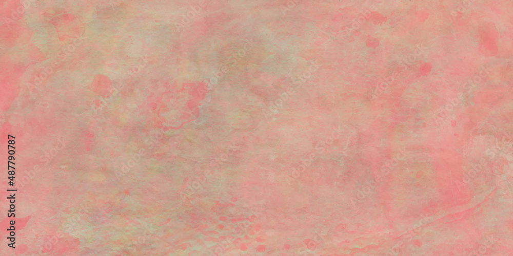 Abstract watercolor background with Texture de peinture sur toile rose et jaune pâle dans des tons pastels. Full Frame Shot Of Red Wall