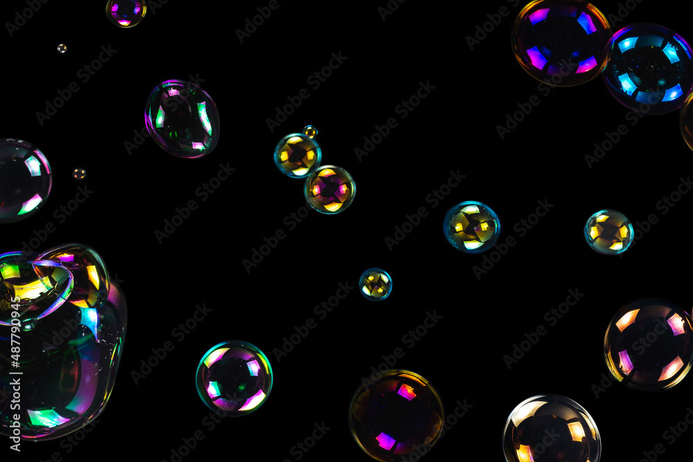 Soap bubbles isolated on a black background Soap bubbles isolated on a black background