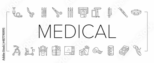 Medical Instrument And Equipment Icons Set Vector .