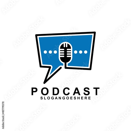 Podcast or Radio Logo design using Microphone, Emblem, Design Concept, Creative Symbol, Icon