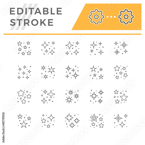 Set icons of star shine isolated on white