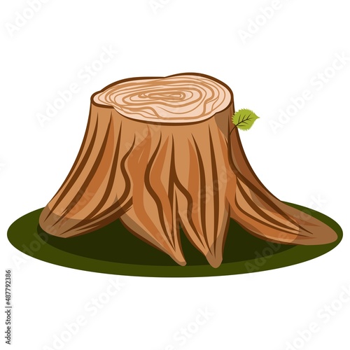 Vector tree stump realistic props for cartoon. Vector image isolated on white.