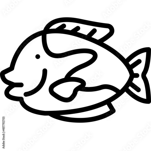 blue tang fish line icon