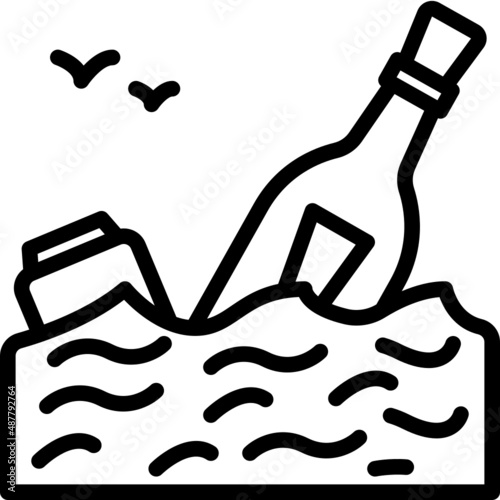 message in a bottle line icon