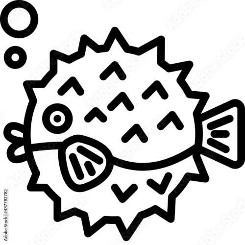 puffer fish line icon