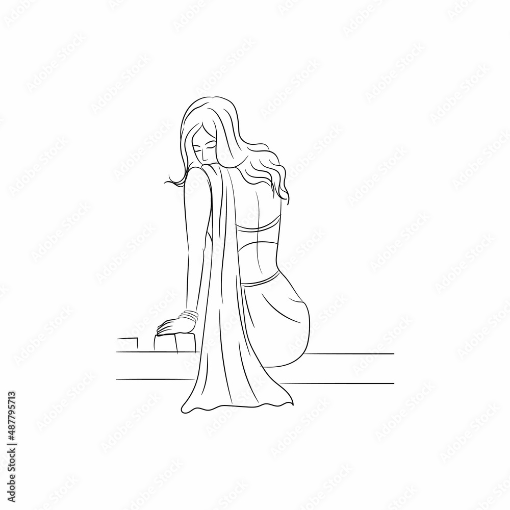 Beautiful female face line Arts Beautiful female face line Arts