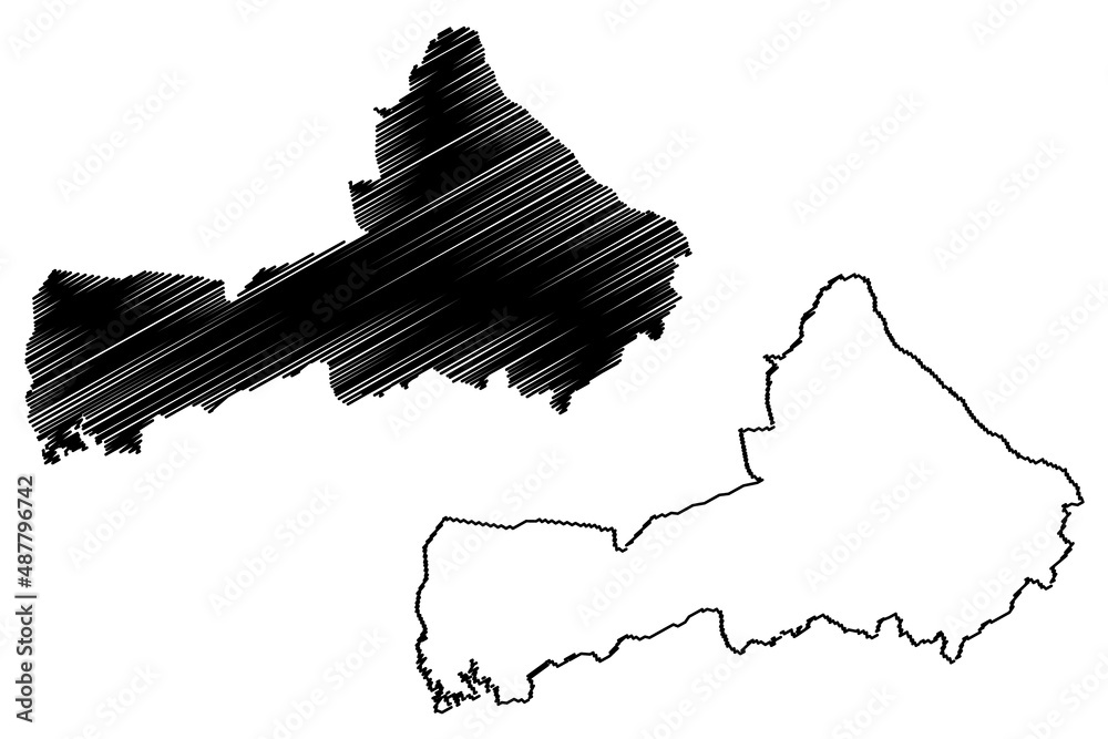 Sao Jose do Jacuipe municipality (Bahia state, Municipalities of Brazil, Federative Republic of Brazil) map vector illustration, scribble sketch Sao Jose do Jacuipe map