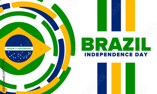 Brazil Independence Day. National happy holiday. Freedom day design. Celebrate annual in September 7. Brazil flag. Patriotic Brazilian vector illustration. Poster, template and background