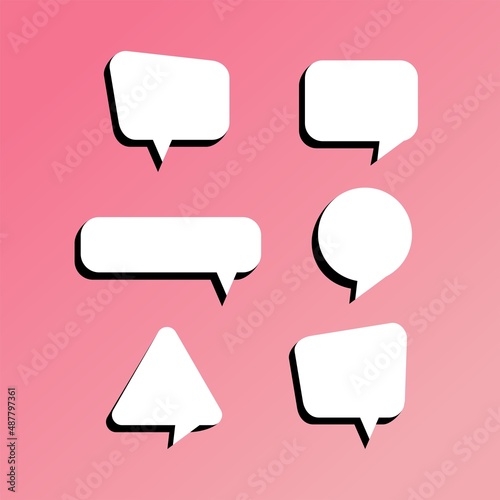 3d pink speech bubble chat icon collection set poster and sticker concept banner. icon chat minimalist elegant luxury. emoticon. vector emoji text writing.