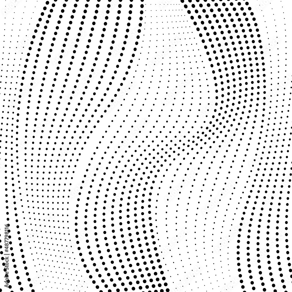 Abstract gradient dynamic wave of particles. gradient halftone dots background. Pop art template, texture.