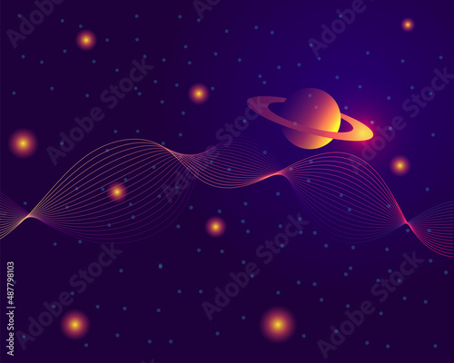 Space background with the planet saturn and stars. Vector.