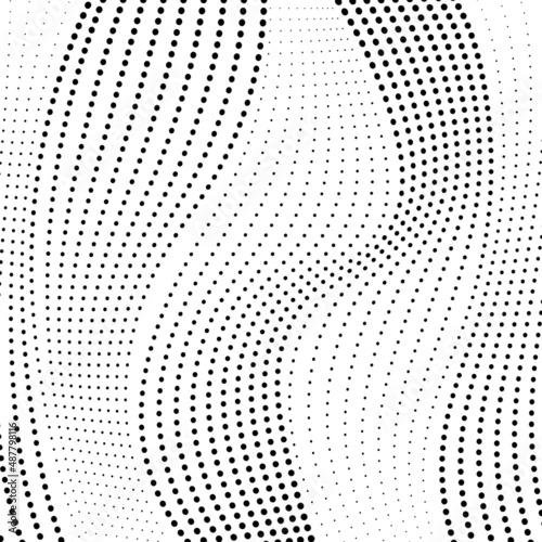 Abstract gradient dynamic wave of particles. gradient halftone dots background. Pop art template, texture.