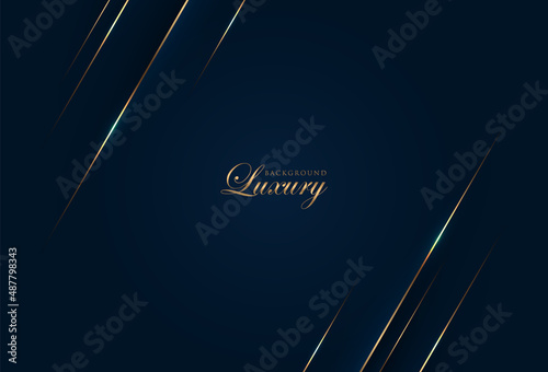 Dark blue gradient abstract background with luxury gold lines stripes. Modern minimalist background design, for poster, flyer, brochure, website banner, presentation template. Vector illustration