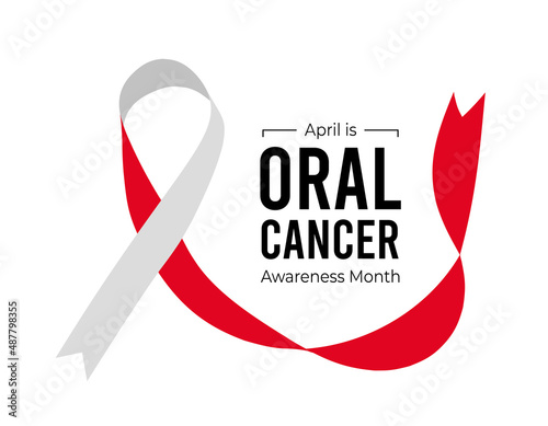 April is Oral Cancer Awareness Month. Vector illustration on white
