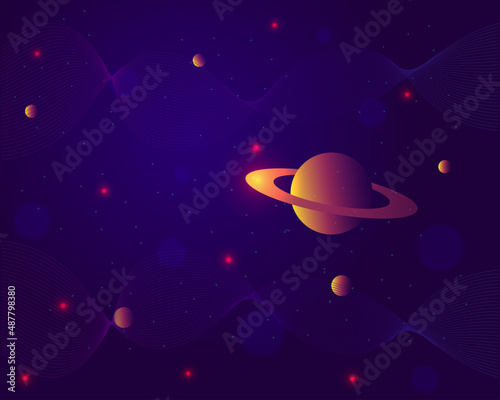 Space background with the planet saturn and stars. Vector.