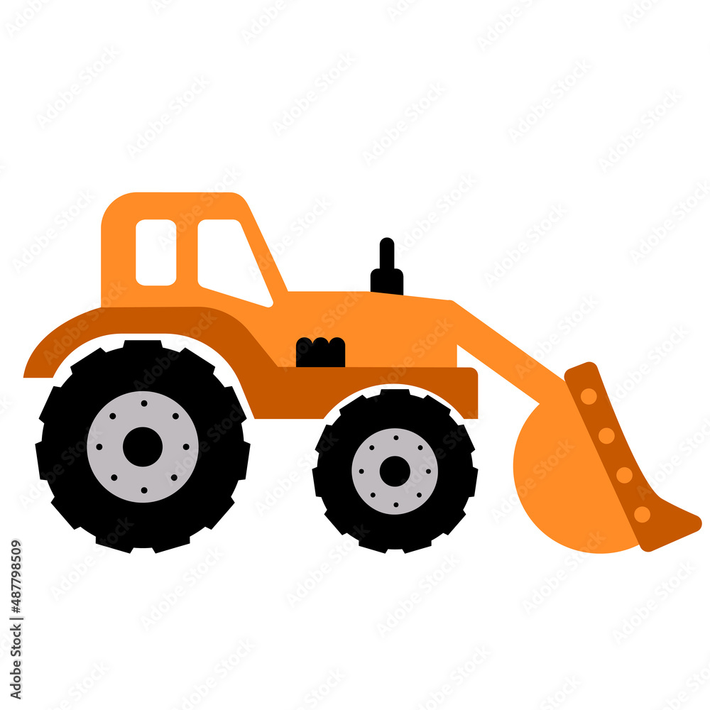 Fototapeta premium Construction Truck drawing. Kids Excavator truck icon. Vector illustration isolated.