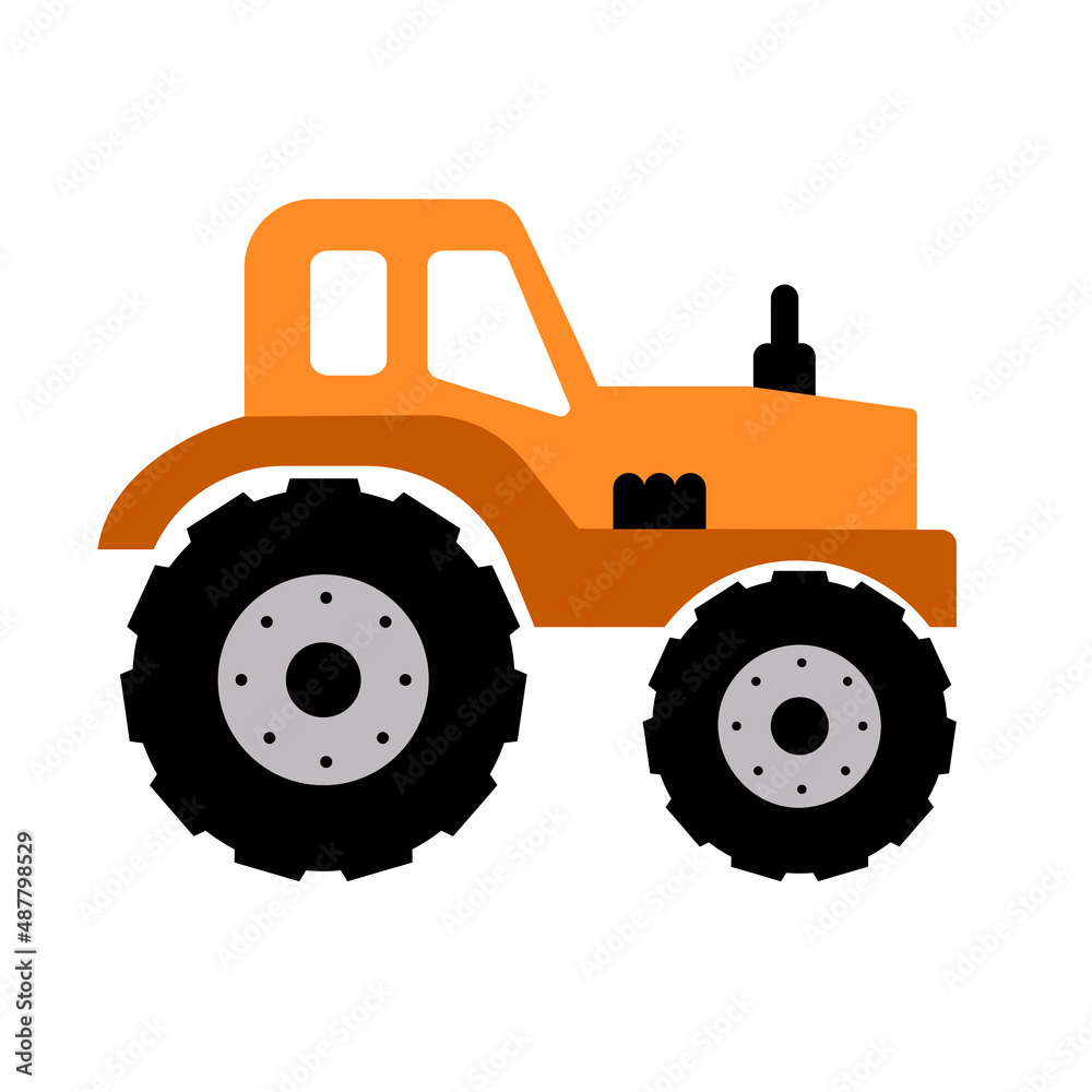 FarmTruck drawing. Kids Tractor icon. Vector illustration isolated.