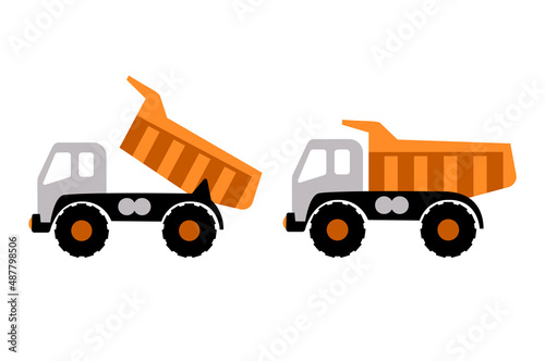 Construction Truck drawing. Kids Dump Truck truck icon. Vector illustration isolated.