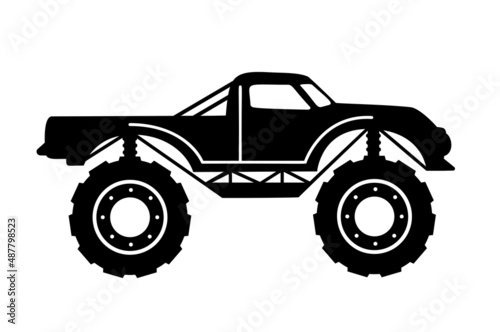 Monster Truck drawing. Kids Truck icon silhouette. Vector illustration isolated.